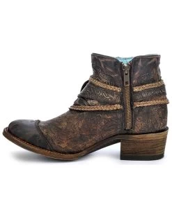 Corral Women's Floral Embossed Booties - Round Toe 8 Corral Women's Floral Embossed Booties - Round Toe -Women - Western Cowboy 0459J5 41 LT
