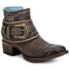Corral Women's Floral Embossed Booties - Round Toe