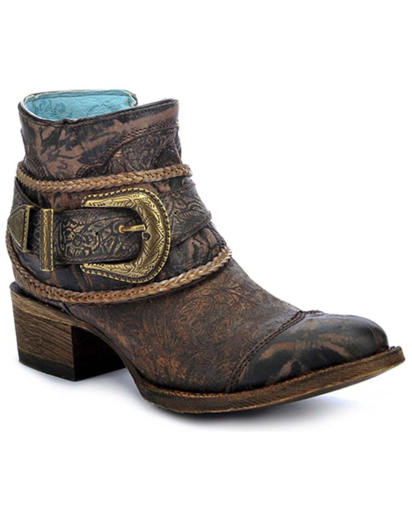Corral Women's Floral Embossed Booties - Round Toe 1 Corral Women's Floral Embossed Booties - Round Toe