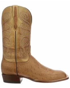 Lucchese Men's Handmade Lance Smooth Ostrich Boots - Square Toe
