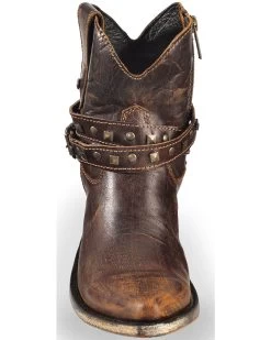 Liberty Black Women's Volcano Brass Studded Harness Booties - Pointed Toe