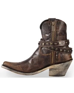 Liberty Black Women's Volcano Brass Studded Harness Booties - Pointed Toe -Women - Western Cowboy 2000240344 200 LT