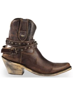 Liberty Black Women's Volcano Brass Studded Harness Booties - Pointed Toe -Women - Western Cowboy 2000240344 200 RT