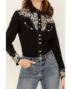 Scully Women's Silver Western Embroidered Shirt -Women - Western Cowboy 2000243972 040 P3