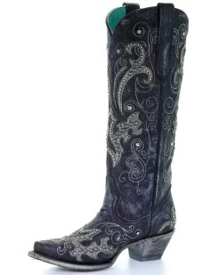 Corral Women's Tall Studded Overlay & Crystals Western Boots - Snip Toe -Women - Western Cowboy 2000253796 001 D1