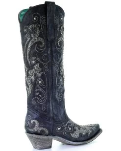 Corral Women's Tall Studded Overlay & Crystals Western Boots - Snip Toe -Women - Western Cowboy 2000253796 001 D2