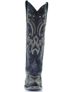 Corral Women's Tall Studded Overlay & Crystals Western Boots - Snip Toe