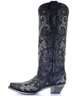 Corral Women's Tall Studded Overlay & Crystals Western Boots - Snip Toe -Women - Western Cowboy 2000253796 001 LT