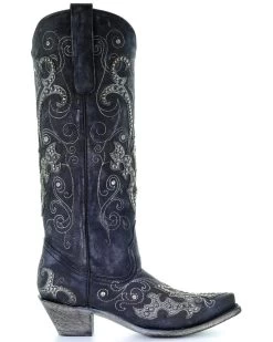Corral Women's Tall Studded Overlay & Crystals Western Boots - Snip Toe -Women - Western Cowboy 2000253796 001 RT