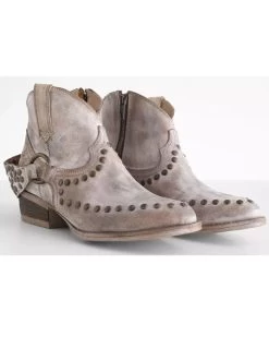 Circle G Women's Harness & Studs Booties - Round Toe