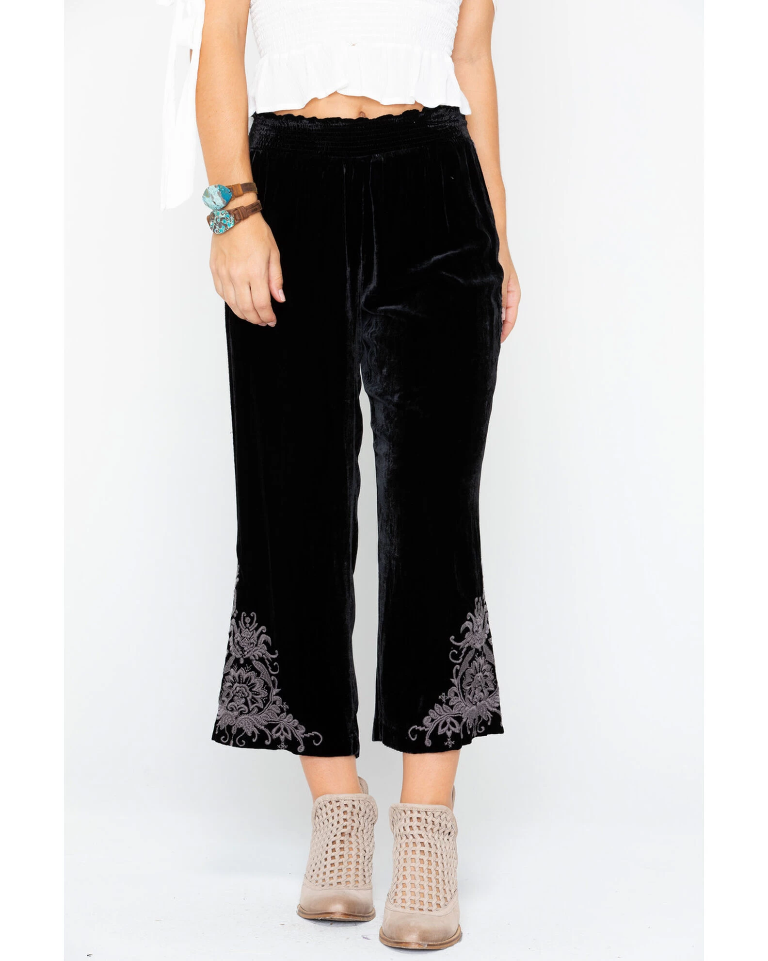 Johnny Was Women's Hirsch Velvet Embroidered Crop Pants 2 Johnny Was Women's Hirsch Velvet Embroidered Crop Pants - Image 2