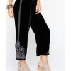Johnny Was Women's Hirsch Velvet Embroidered Crop Pants