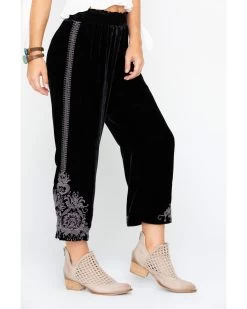 Johnny Was Women's Hirsch Velvet Embroidered Crop Pants