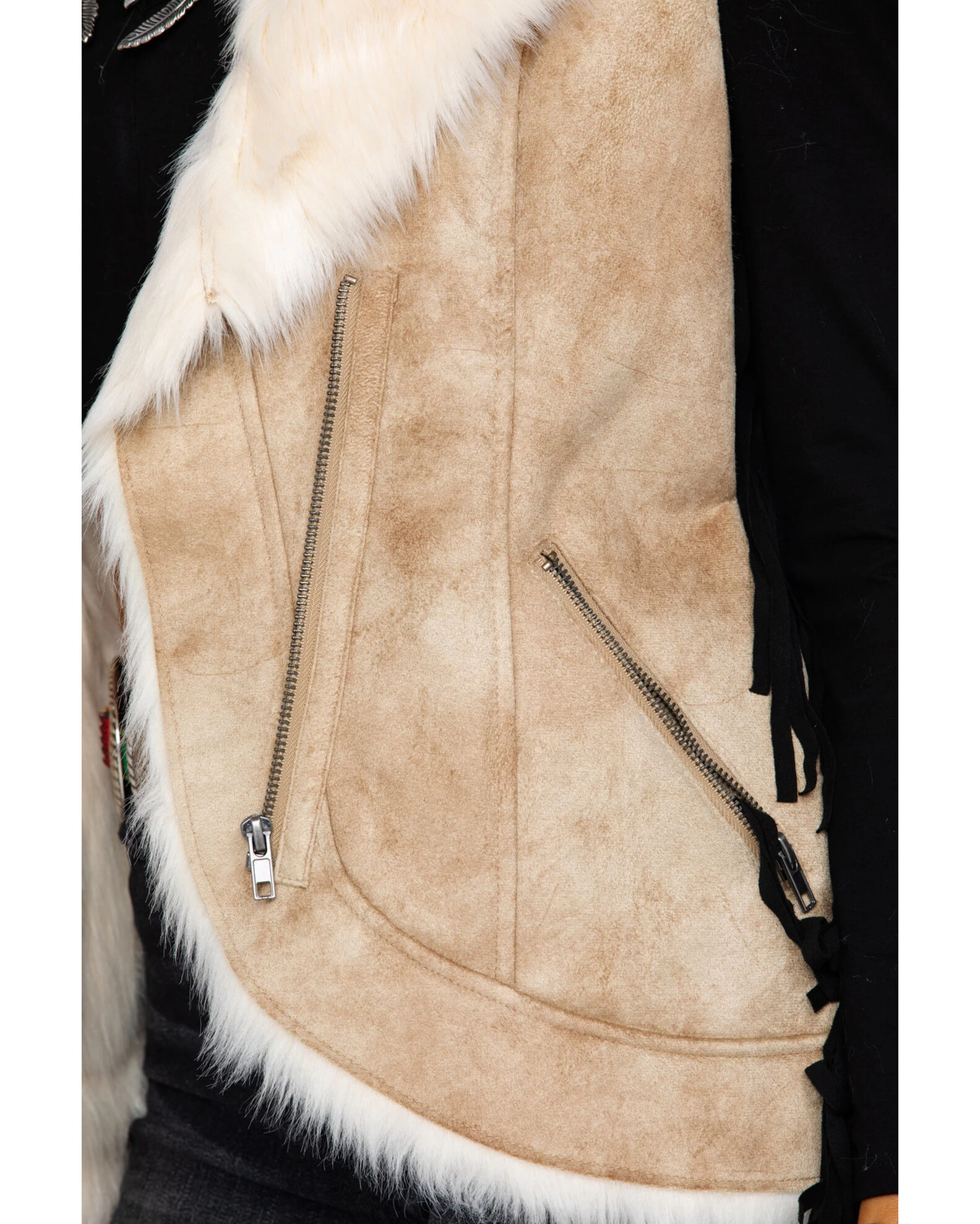 Honey Creek By Scully Women's Beige Faux Fur Vest 6 Honey Creek By Scully Women's Beige Faux Fur Vest - Image 6