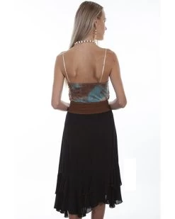 Honey Creek By Scully Women's Black Crochet Belt Skirt