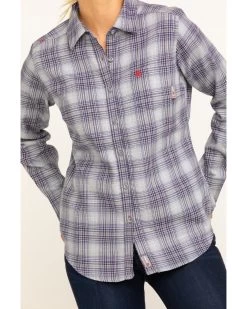 Ariat Women's FR Abigail Plaid Print Long Sleeve Work Shirt -Women - Western Cowboy 2000283795 500 P4