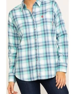 Ariat Women's FR Gisela Plaid Print Long Sleeve Work Shirt -Women - Western Cowboy 2000283796 400 P4