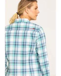 Ariat Women's FR Gisela Plaid Print Long Sleeve Work Shirt -Women - Western Cowboy 2000283796 400 P5