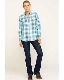 Ariat Women's FR Gisela Plaid Print Long Sleeve Work Shirt -Women - Western Cowboy 2000283796 400 P6
