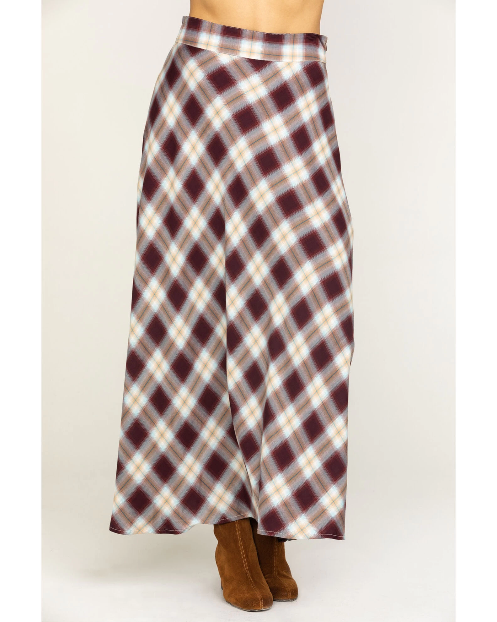 Stetson Women's Plaid Print Maxi Skirt 6 Stetson Women's Plaid Print Maxi Skirt - Image 6