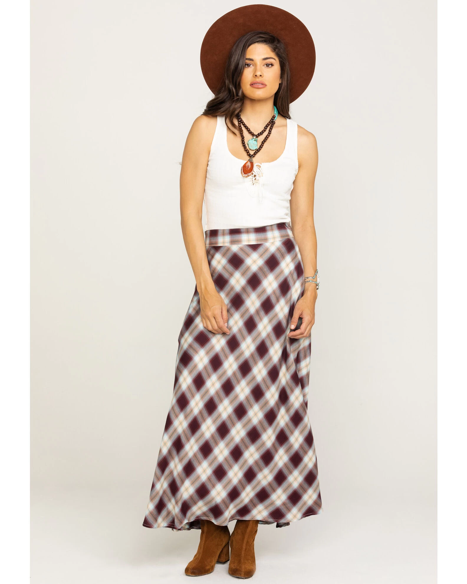 Stetson Women's Plaid Print Maxi Skirt 4 Stetson Women's Plaid Print Maxi Skirt - Image 4