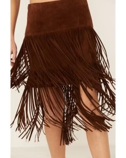 Stetson Women's Brown Fringe Suede Skirt