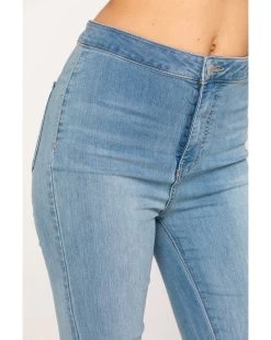 Free People Women's Light Wash High Rise Just Float On Flare Jeans
