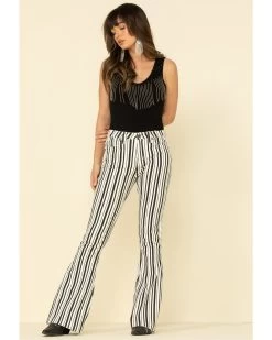 Rock & Roll Denim Women's Stripe High Rise Flare Jeans