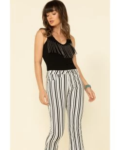 Rock & Roll Denim Women's Stripe High Rise Flare Jeans -Women - Western Cowboy 2000313369 100 P5