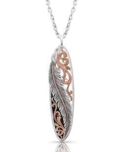 Montana Silversmiths Women's Wind Dancer Pierced Feather Oval Necklace