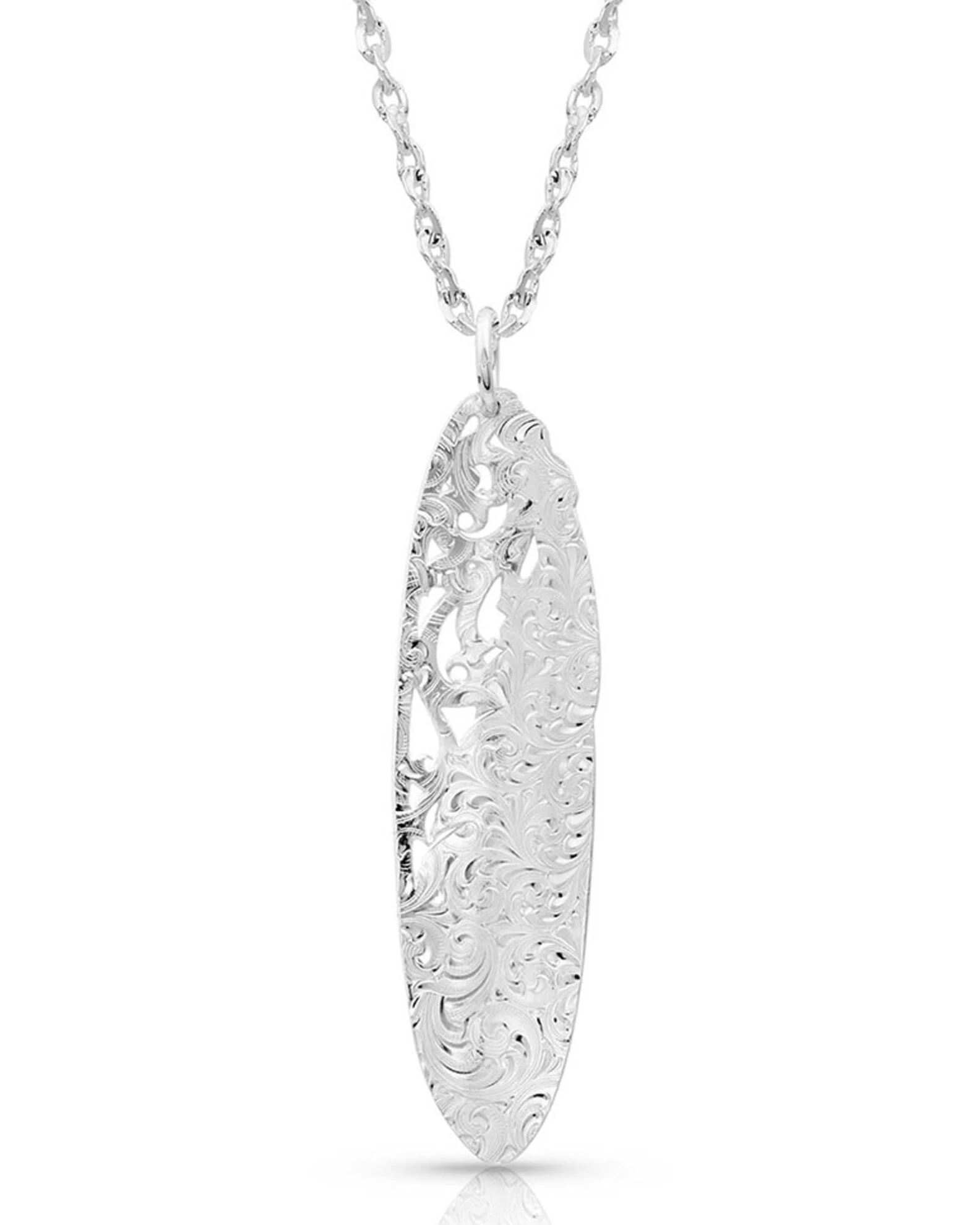 Montana Silversmiths Women's Wind Dancer Pierced Feather Oval Necklace 2 Montana Silversmiths Women's Wind Dancer Pierced Feather Oval Necklace - Image 2