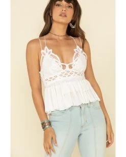 Free People Women's Adella Cami Lace Ruffled Tank Top 9 Free People Women's Adella Cami Lace Ruffled Tank Top -Women - Western Cowboy 2000325212 100 P2