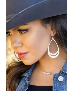 Montana Silversmiths Women's Think Twice Teardrop Earrings 5 Montana Silversmiths Women's Think Twice Teardrop Earrings -Women - Western Cowboy 2000325870 040 P3