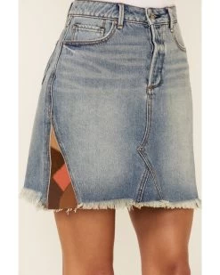 Driftwood Women’s Light Wash Patchwork Denim Skirt -Women - Western Cowboy 2000328237 400 P4