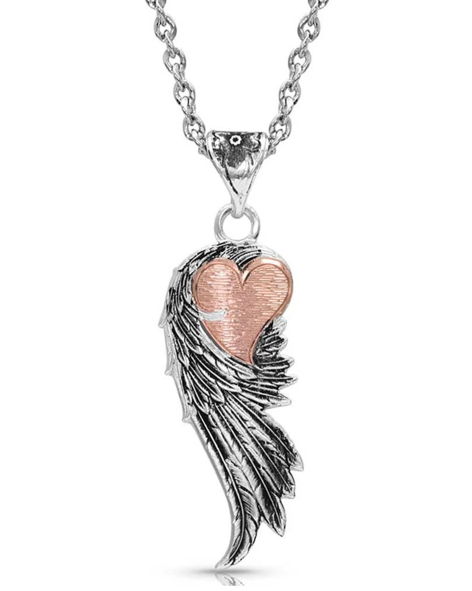 Montana Silversmiths Women's Rose Gold Heart Strings Feather Necklace 2 Montana Silversmiths Women's Rose Gold Heart Strings Feather Necklace - Image 2