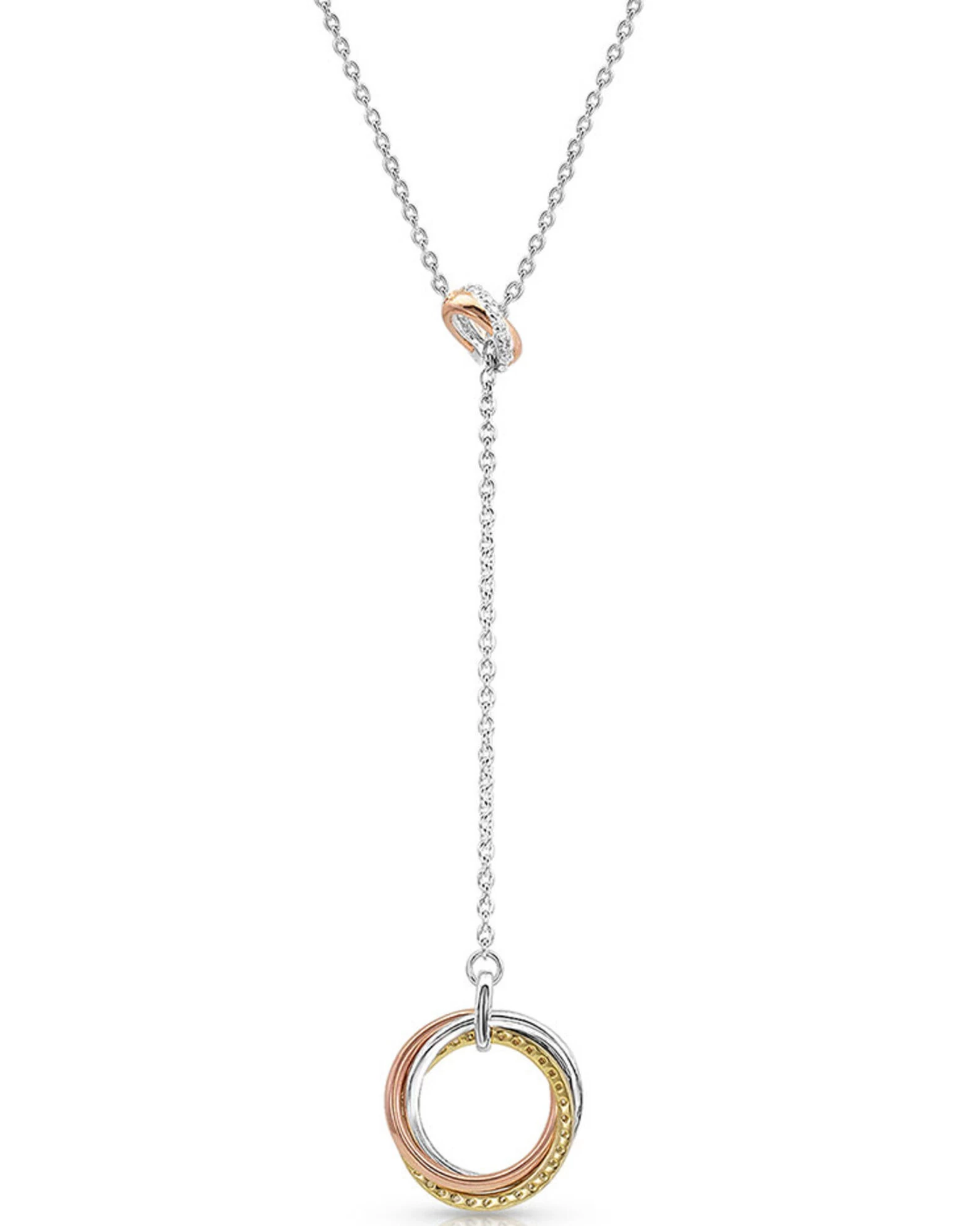 Montana Silversmiths Women's Trio Rings Lariat Necklace 2 Montana Silversmiths Women's Trio Rings Lariat Necklace - Image 2