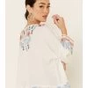 Johnny Was Women's Mateo Embroidered Gauze Long Sleeve Top