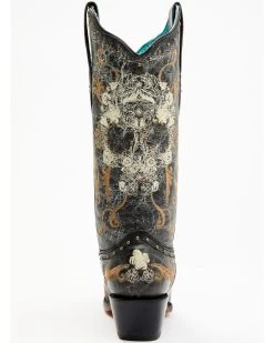 Corral Women's Floral Skull Embroidery & Studs Western Boots - Snip Toe