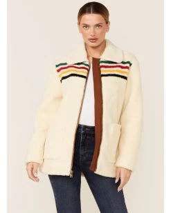 Pendleton Women's Ivory Glacier Sunset Zip-Front Fleece Jacket 6 Pendleton Women's Ivory Glacier Sunset Zip-Front Fleece Jacket -Women - Western Cowboy 2000343326 103 P1