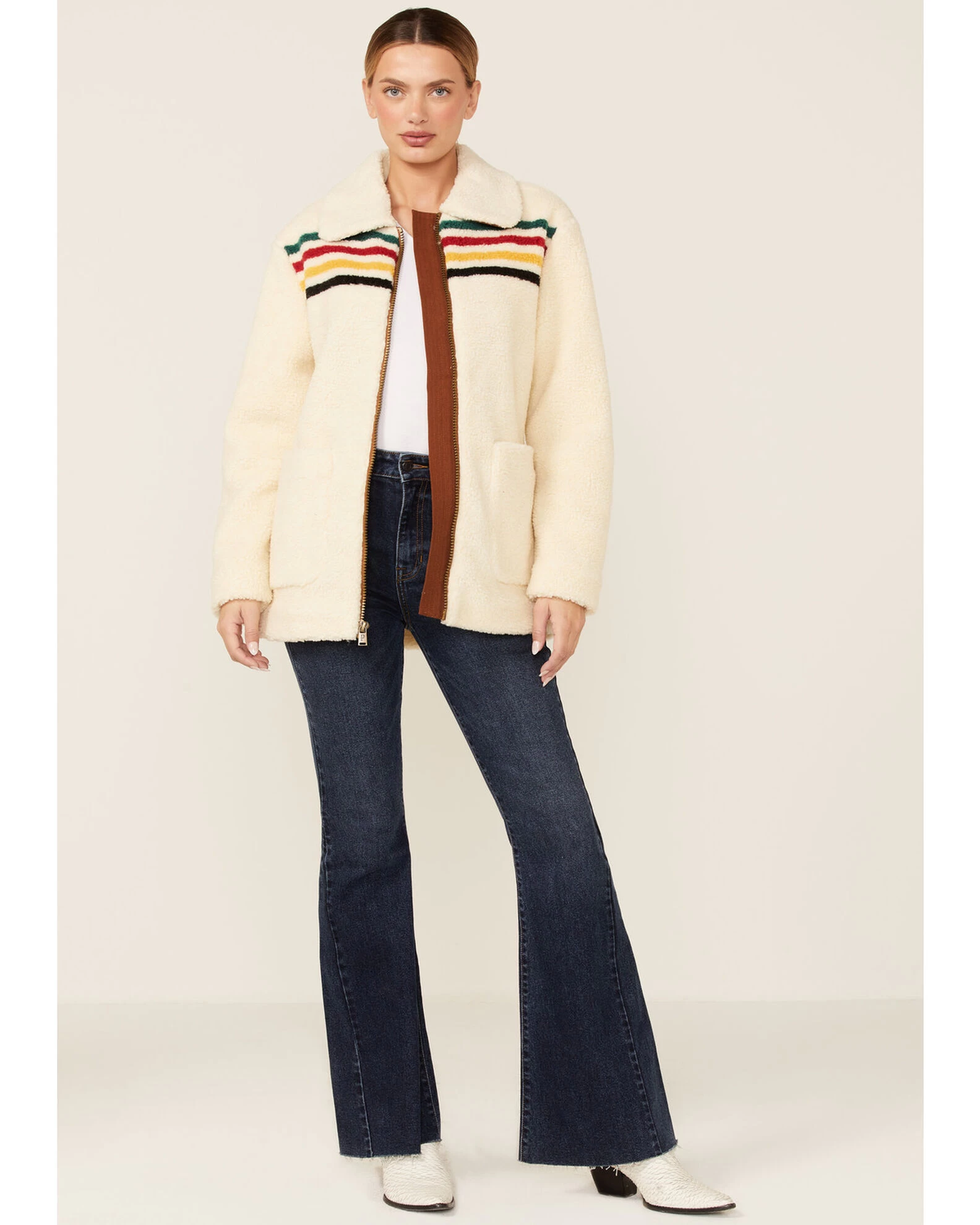 Pendleton Women's Ivory Glacier Sunset Zip-Front Fleece Jacket 4 Pendleton Women's Ivory Glacier Sunset Zip-Front Fleece Jacket - Image 4