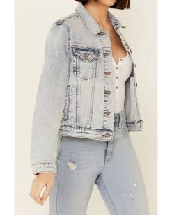 Driftwood Women's Light Wash Patchwork Cropped Button-Front Denim Jacket -Women - Western Cowboy 2000344289 400 P3