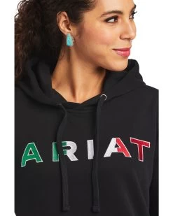 Ariat Women's Black R.E.A.L Mexico Embroidered Logo Pullover Hoodie - Plus -Women - Western Cowboy 2000347975 001 P2