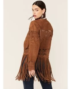 Scully Women's Crochet Trim Suede Coat -Women - Western Cowboy 2000348591 200 P3
