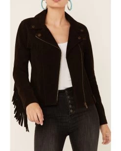 Wrangler Women's Fringe Leather Jacket