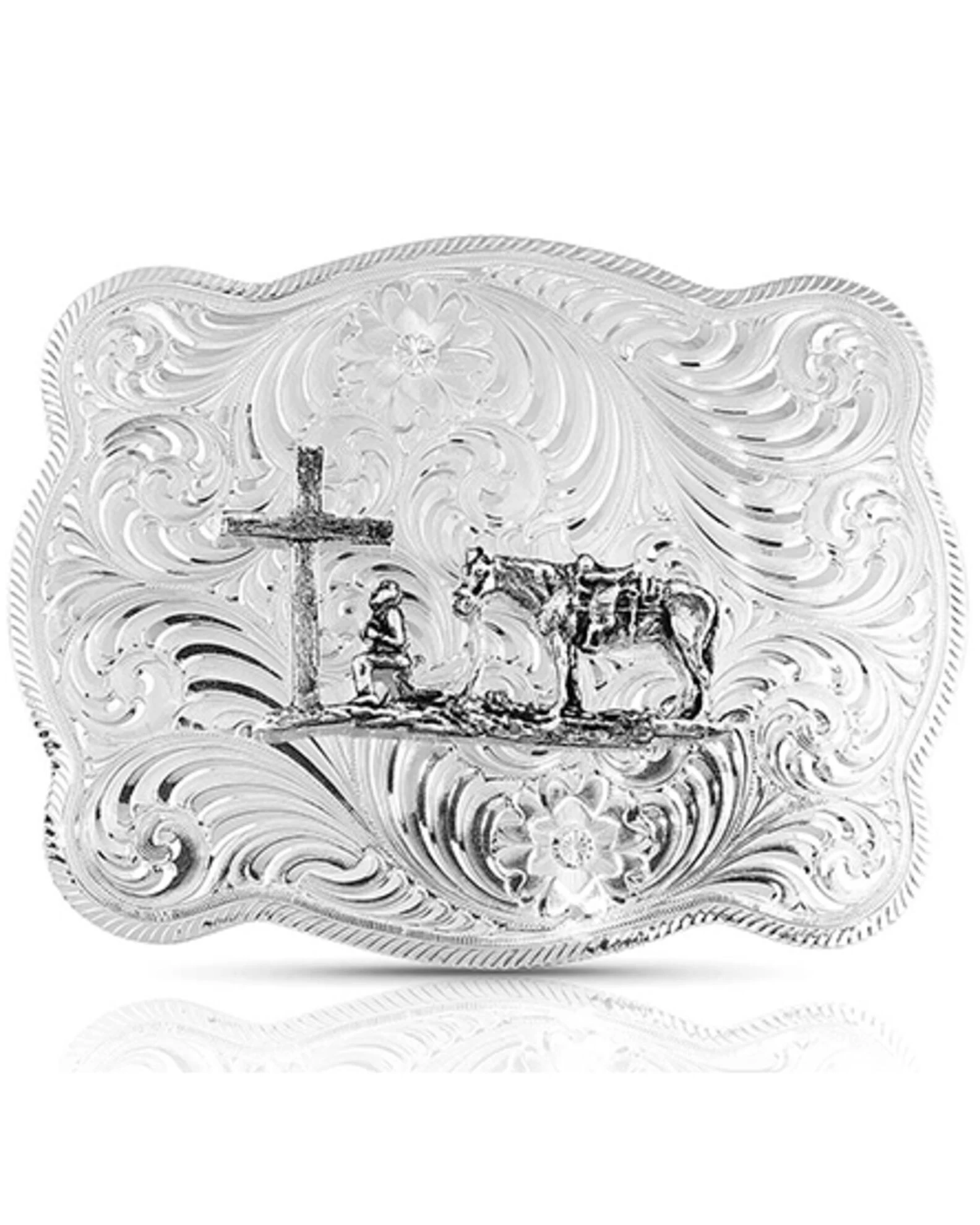 Montana Silversmiths Women's German Silver Christian Cowboy Western Belt Buckle 2 Montana Silversmiths Women's German Silver Christian Cowboy Western Belt Buckle - Image 2