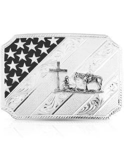Montana Silversmiths Women's All American Christian Cowboy Silver Belt Buckle