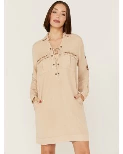 Stetson Women's Safari Southwestern Embroidered Lace-Up Dress -Women - Western Cowboy 2000358894 280 P4