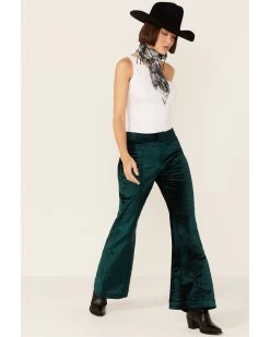 Free People Women's Walk With You Velvet Flare Trousers -Women - Western Cowboy 2000359563 300 P4