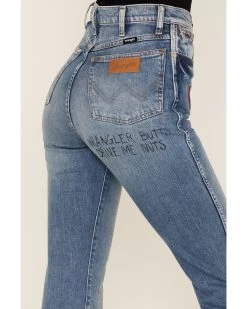 Wrangler X Fender Women's West Ward Medium Wash High Rise Bootcut Jeans -Women - Western Cowboy 2000360367 400 P4