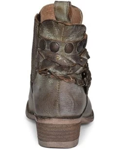 Circle G Women's Moss Zipper Harness Fashion Booties - Round Toe